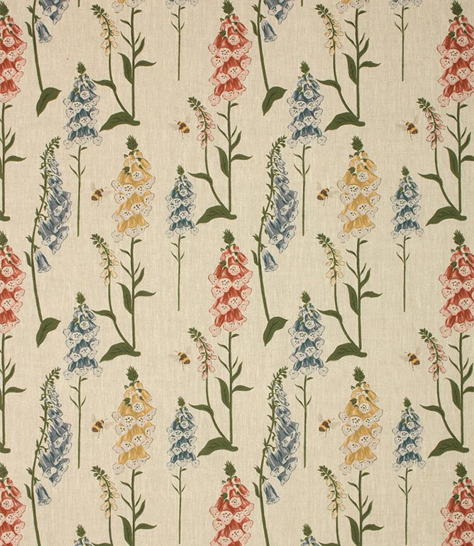 Foxglove Linen Fabric / Blue - Just Fabrics