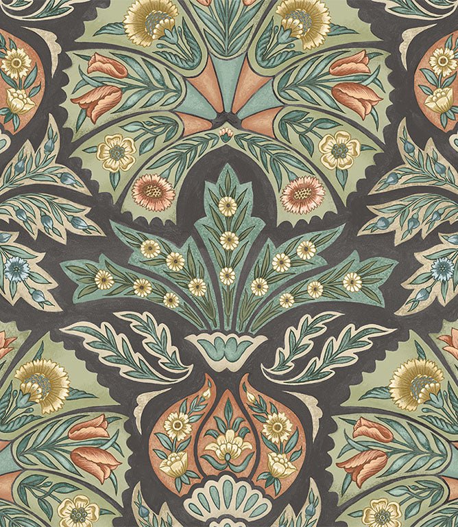 Arabesque FR Fabric / Charcoal - Just Fabrics