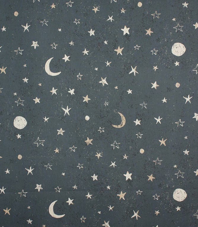 Moon Stars Fabric / Midnight - Just Fabrics