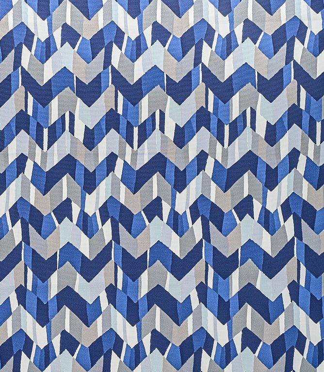 Zig Zag Outdoor Fabric / Indigo - Just Fabrics