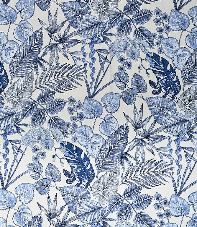 Botanical Outdoor Fabric / Indigo - Just Fabrics