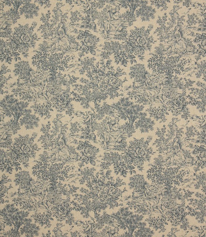 Zen Toile Linen Fabric / Marine - Just Fabrics