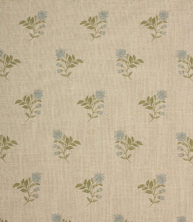 Meadow Blossom Fabric / Steel Blue / Sage Green - Just Fabrics