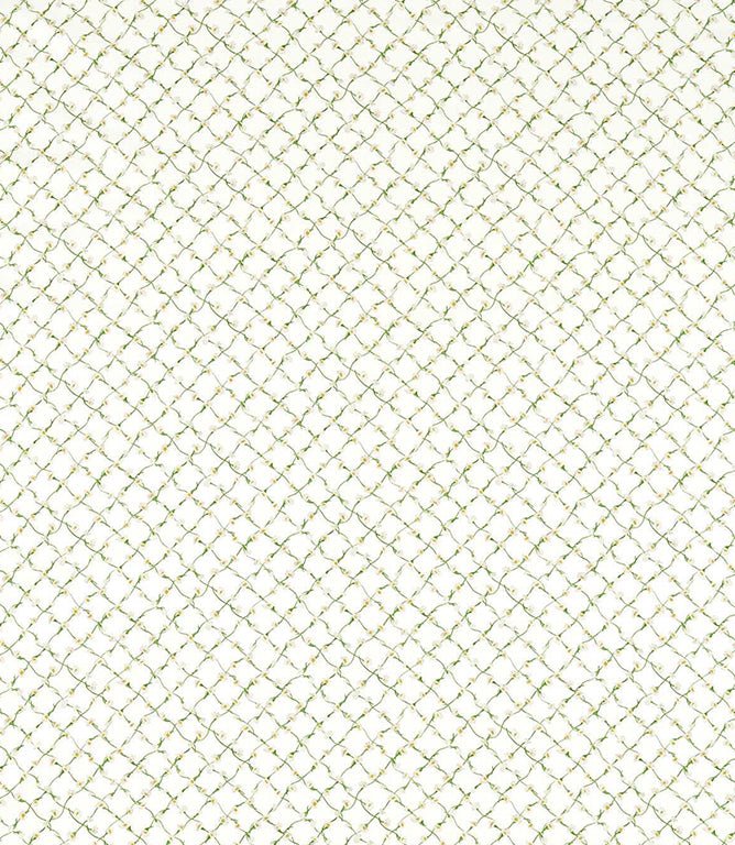 Daisy Trellis Fabric / Emerald / Pearl - Just Fabrics