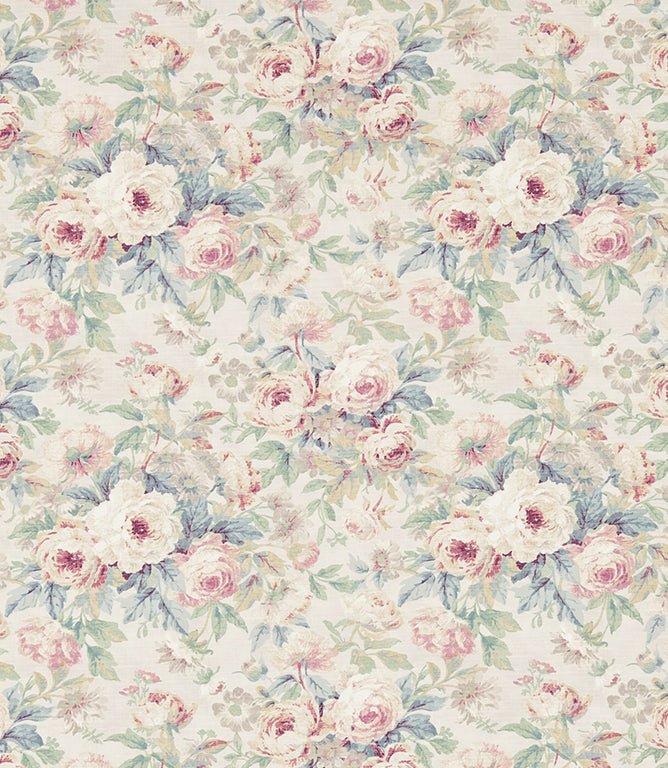 Amelia Rose Fabric / Wedgwood / Rose - Just Fabrics