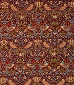 Strawberry Thief Chenille Tapestry Fabric / Wine - Just Fabrics