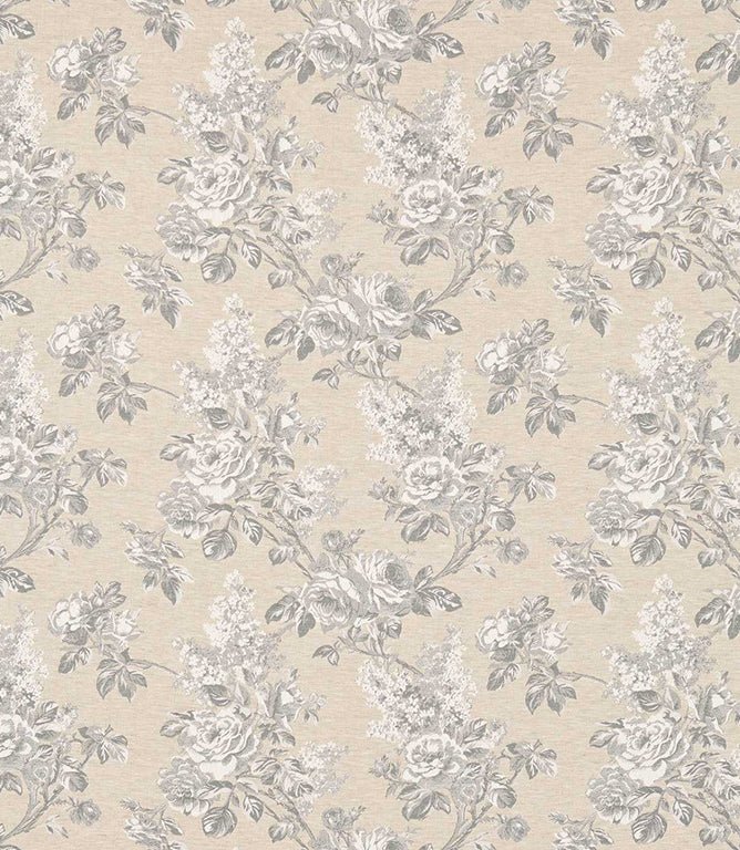Sorilla Damask Fabric / Silver / Linen - Just Fabrics