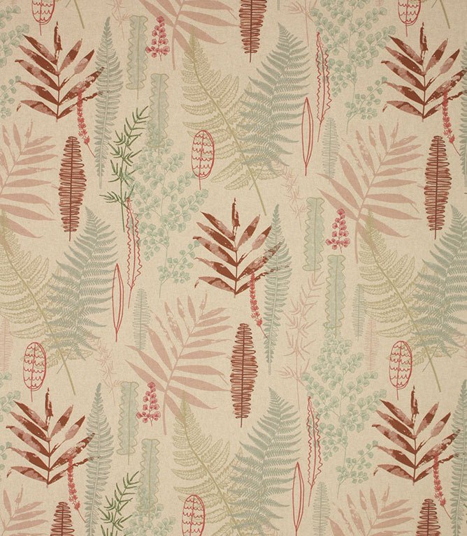 Tropical Leaves Fabric / Eau De Nil / Pink - Just Fabrics