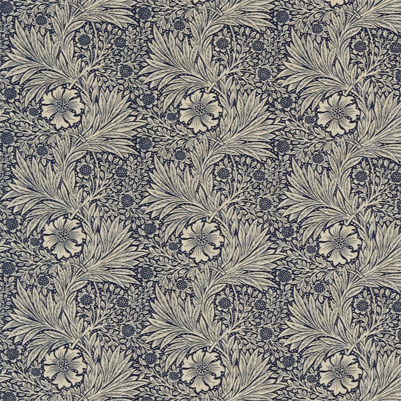 Marigold Fabric / Indigo / Linen - Just Fabrics