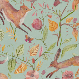 Leaping Into The Fauna Fabric / Duck Egg