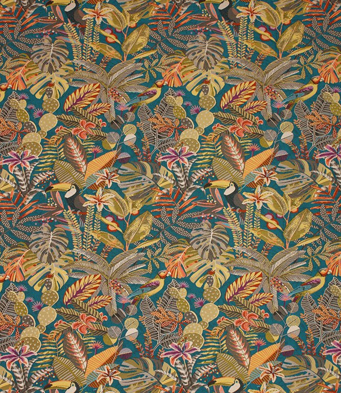 Tropical Andes Fabric / Petrol - Just Fabrics
