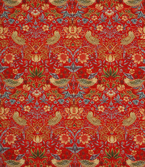 Strawberry Thief Chenille Tapestry Fabric / Ruby