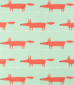 Mr Fox Fabric / Sage / Poppy - Just Fabrics