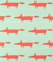 Mr Fox Fabric / Sage / Poppy - Just Fabrics