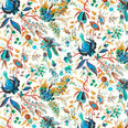 Wonderland Floral Fabric / Lapis / Emerald / Carnelian