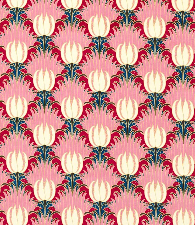 Tulip & Bird Fabric / Amaranth & Blush - Just Fabrics