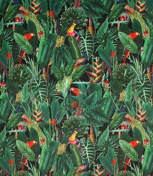 Jungle Velvet Fabric / Black