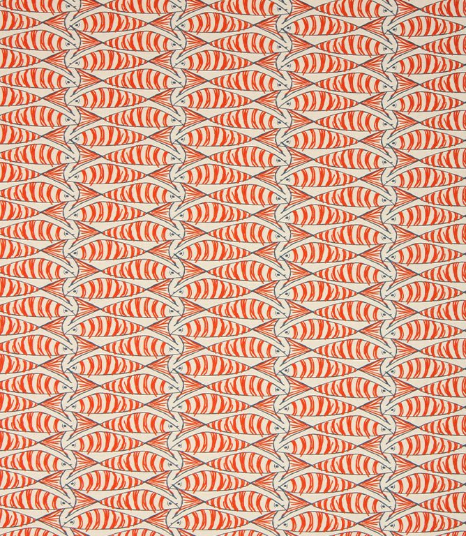 Cornish Sardines Fabric / Orange - Just Fabrics