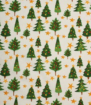 Festive Spruce Fabric / White