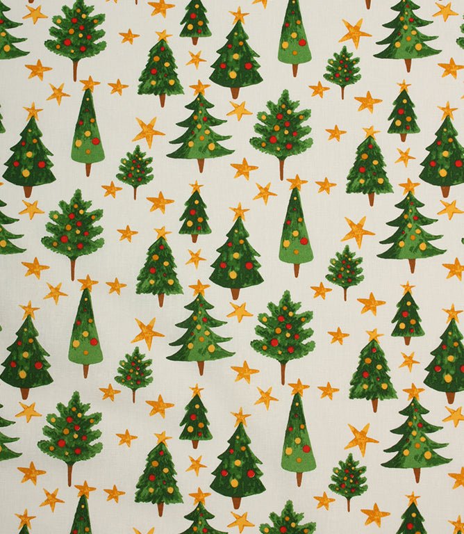 Festive Spruce Fabric / White - Just Fabrics