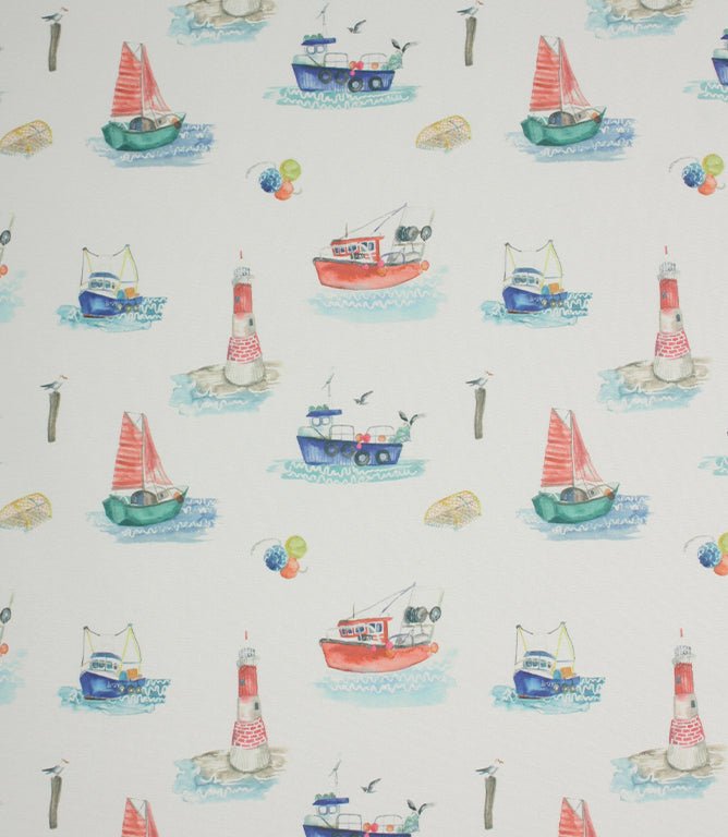 Seaside Sailboats Outdoor Fabric / Multi - Just Fabrics