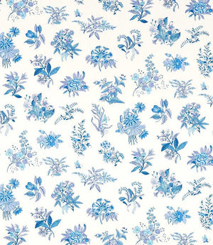 Woodland Floral Fabric / Lapis / Amethyst / Pearl