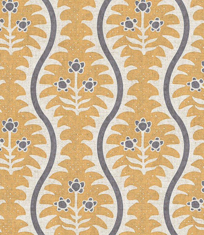 Elbury Vine Fabric / Ochre - Just Fabrics