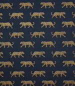 Big Cat Fabric / Indigo / Gold - Just Fabrics