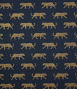 Big Cat Fabric / Indigo / Gold - Just Fabrics