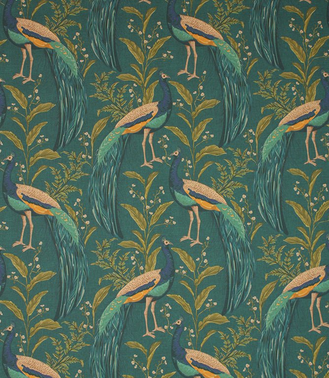 Mr Peacock Fabric / Teal - Just Fabrics
