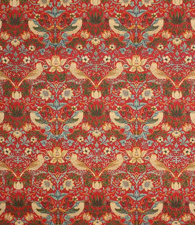 Strawberry Thief Fabric / Red - Just Fabrics