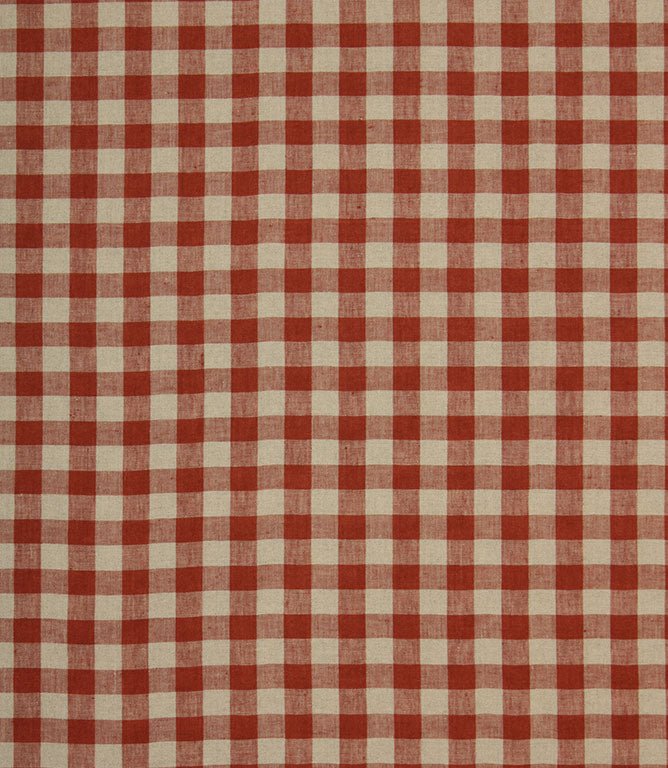 Cotswold Linen Check Fabric / Terracotta - Just Fabrics