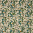 Rebecca Linen Paisley Fabric / Ocean Blue / Lime