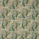 Rebecca Linen Paisley Fabric / Ocean Blue / Lime - Just Fabrics