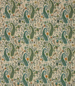 Rebecca Linen Paisley Fabric / Ocean Blue / Lime - Just Fabrics