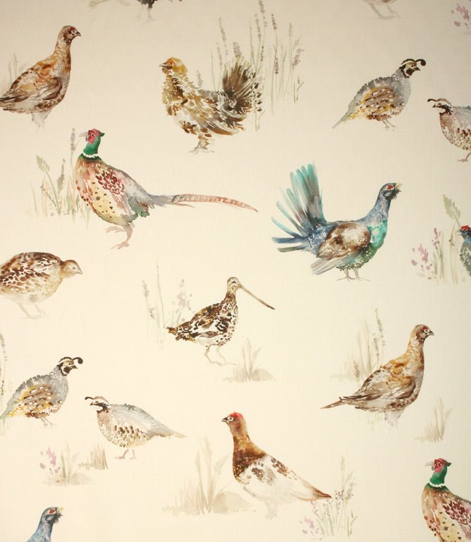 Game Birds Fabric / Cream - Just Fabrics