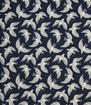 Starlit Doves Fabric / Midnight Blue