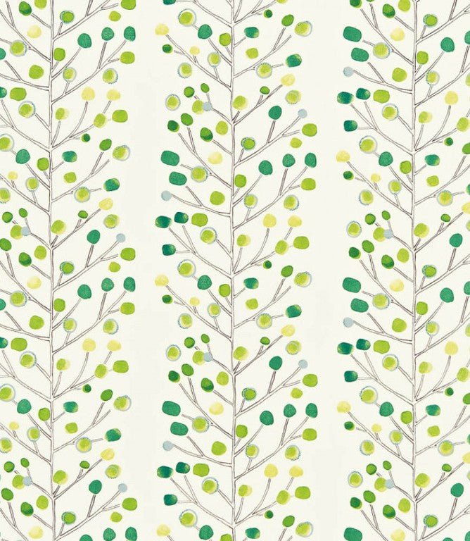 Berry Tree Fabric / Emerald / Lime / Chalk - Just Fabrics