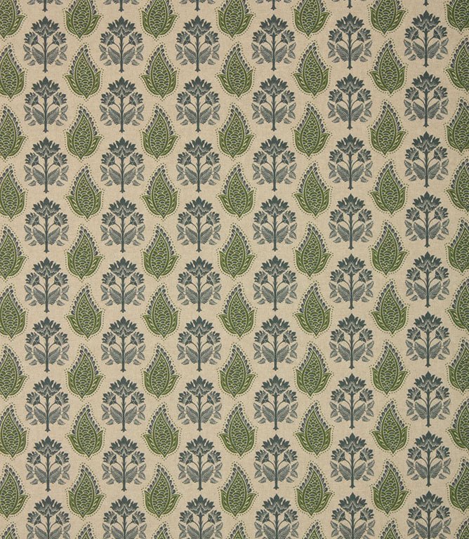 Nora Fabric / Indigo / Sap Green - Just Fabrics