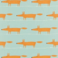 Mr Fox Fabric / Sky / Tangerine / Chalk
