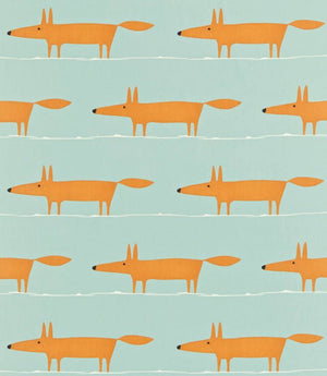 Mr Fox Fabric / Sky / Tangerine / Chalk