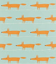 Mr Fox Fabric / Sky / Tangerine / Chalk - Just Fabrics