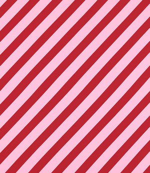 Paper Straw Stripe Fabric / Ruby / Rose