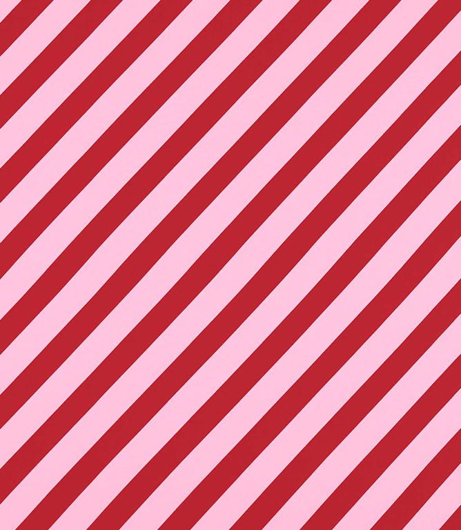 Paper Straw Stripe Fabric / Ruby / Rose - Just Fabrics