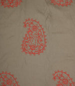 Kashmir Fabric / Linen / Red - Just Fabrics