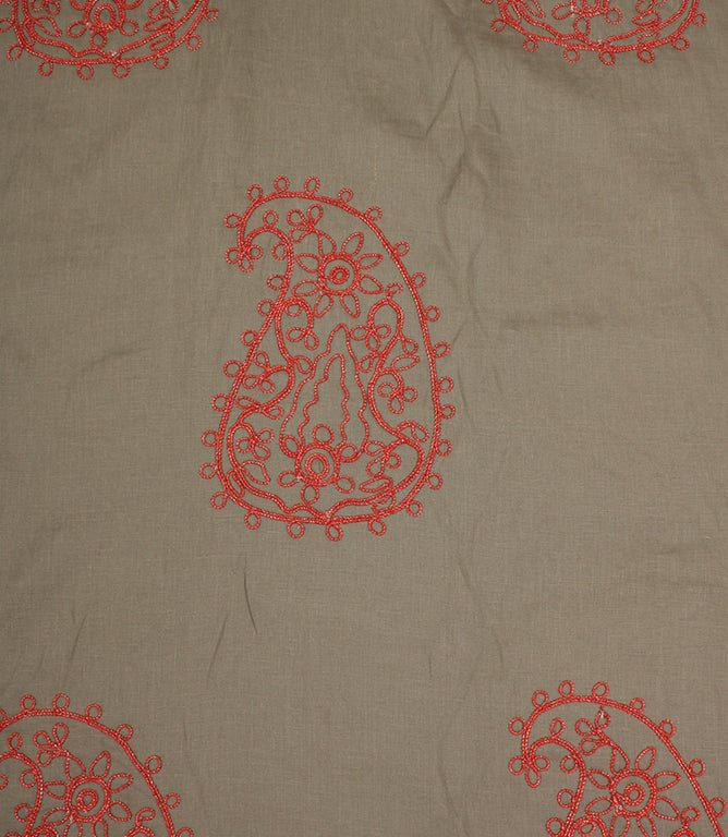 Kashmir Fabric / Linen / Red - Just Fabrics