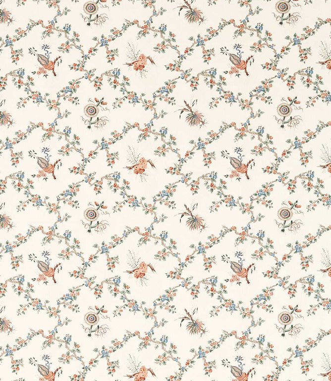 Trelliage Fabric / Sandstone / Woad - Just Fabrics