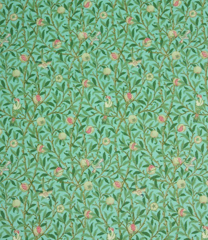 Birds and Pomegranate Outdoor Fabric / Duck Egg - Just Fabrics