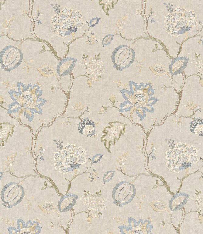 Hadham Fabric / Cornflower Blue / Linen - Just Fabrics