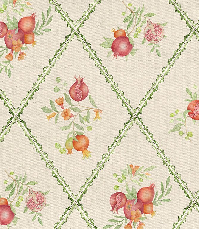 Pomegranate Trellis Fabric / Cream - Just Fabrics